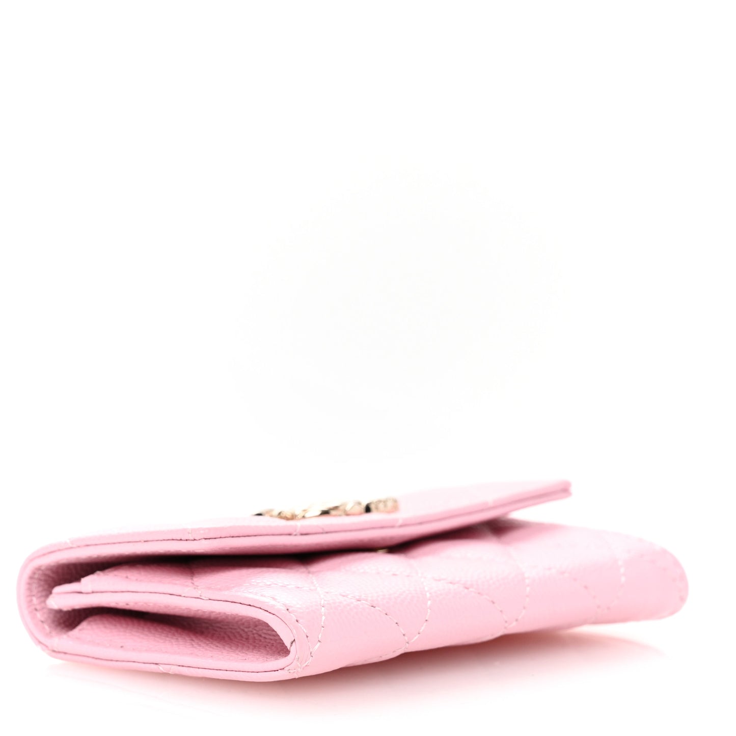 Caviar Quilted CC Flap Card Holder Pink