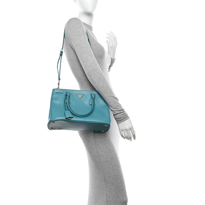 Prada Saffiano Lux Galleria Small Double Zip Tote Turchese 2 of 14