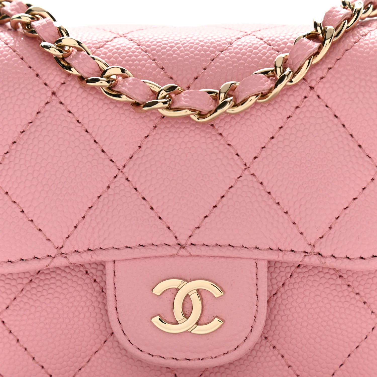 Chanel Caviar Quilted Mini Clutch With Chain Pink 9 of 12