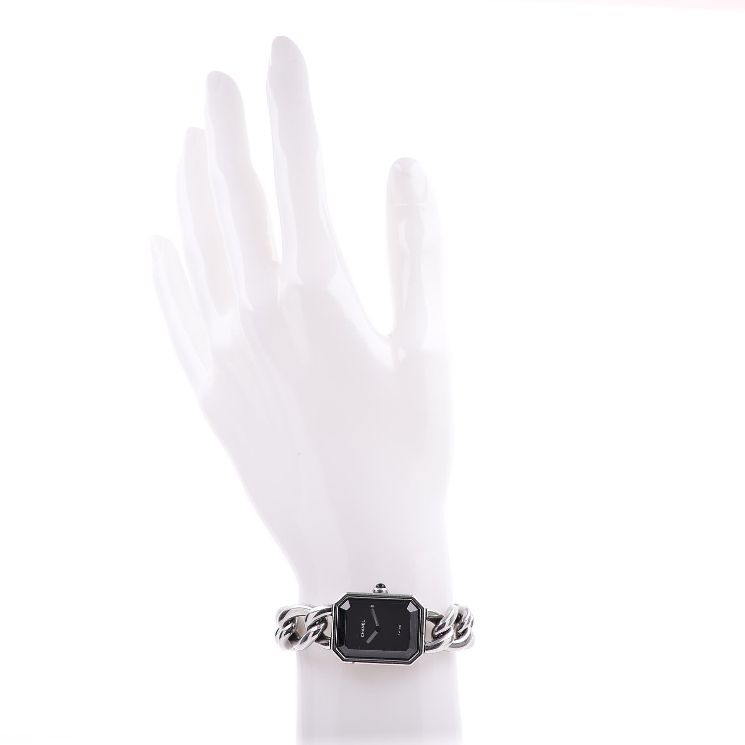 Chanel Stainless Steel 20mm Chain Premiere Quartz Watch Black L 6 of 6
