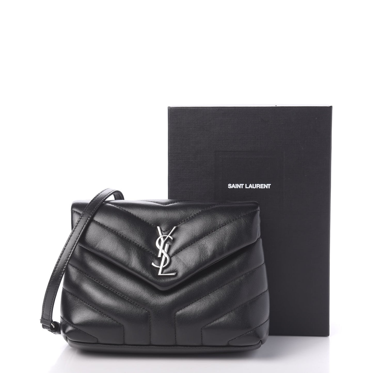 Calfskin Y Quilted Monogram Toy Loulou Crossbody Bag Black