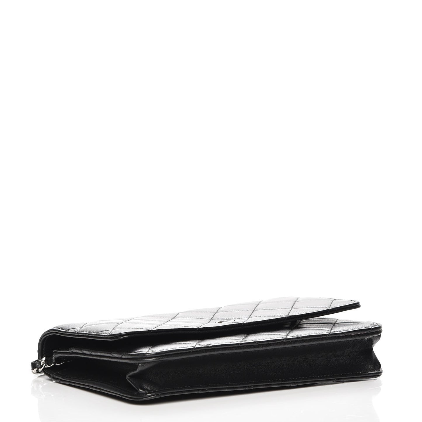 Lambskin Quilted Wallet On Chain WOC Black