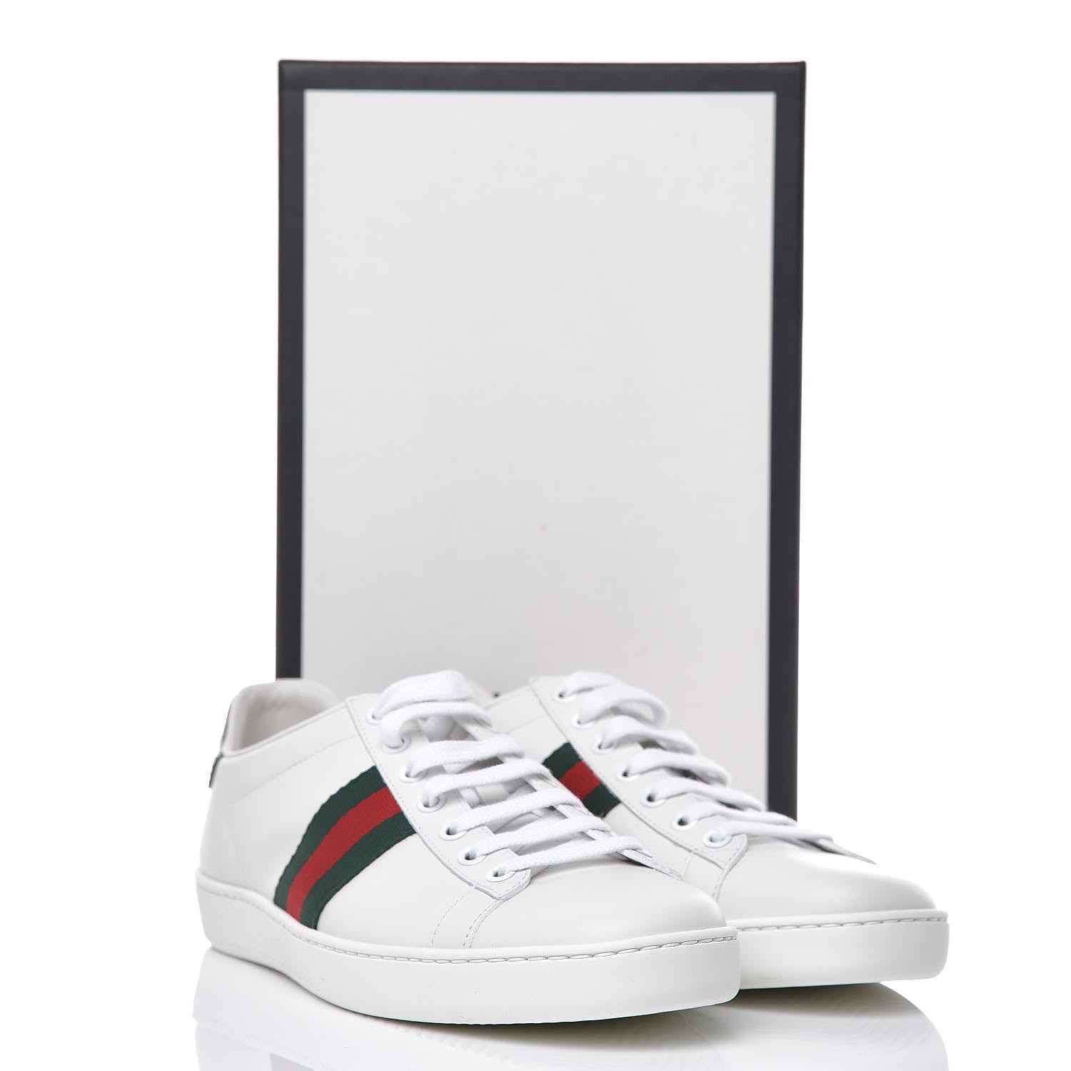 Gucci Calfskin Crocodile Web Ace Sneakers 35.8 White Blue 10 of 10
