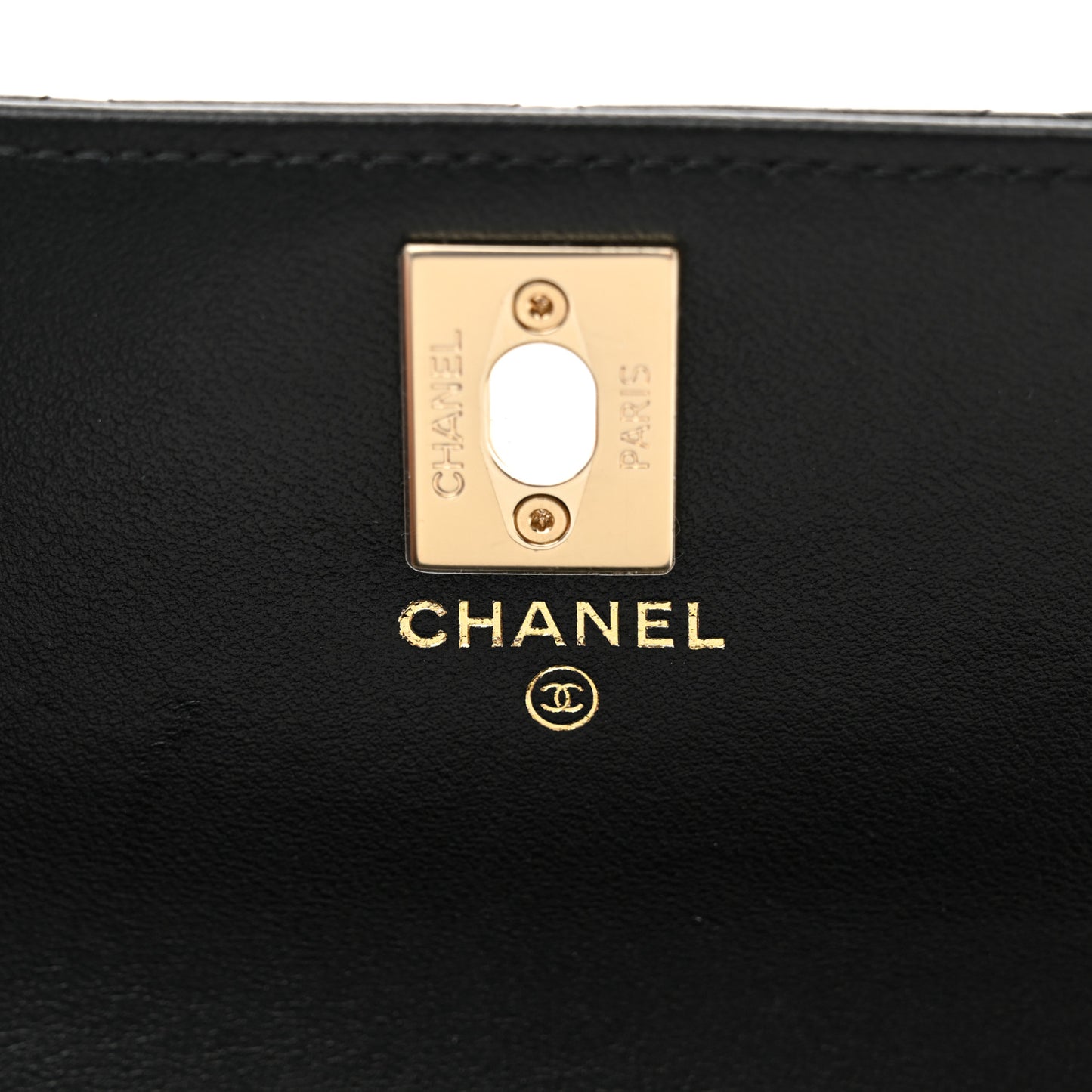 Lambskin Quilted Trendy CC Dual Handle Clutch With Chain Black