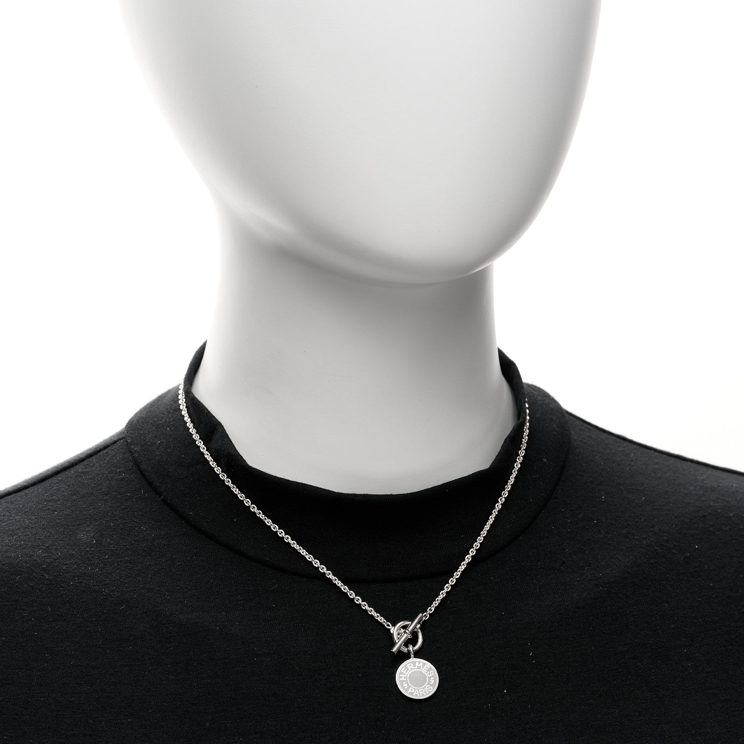 Hermes Sterling Silver Amulettes H Confettis Pendant Necklace 2 of 5