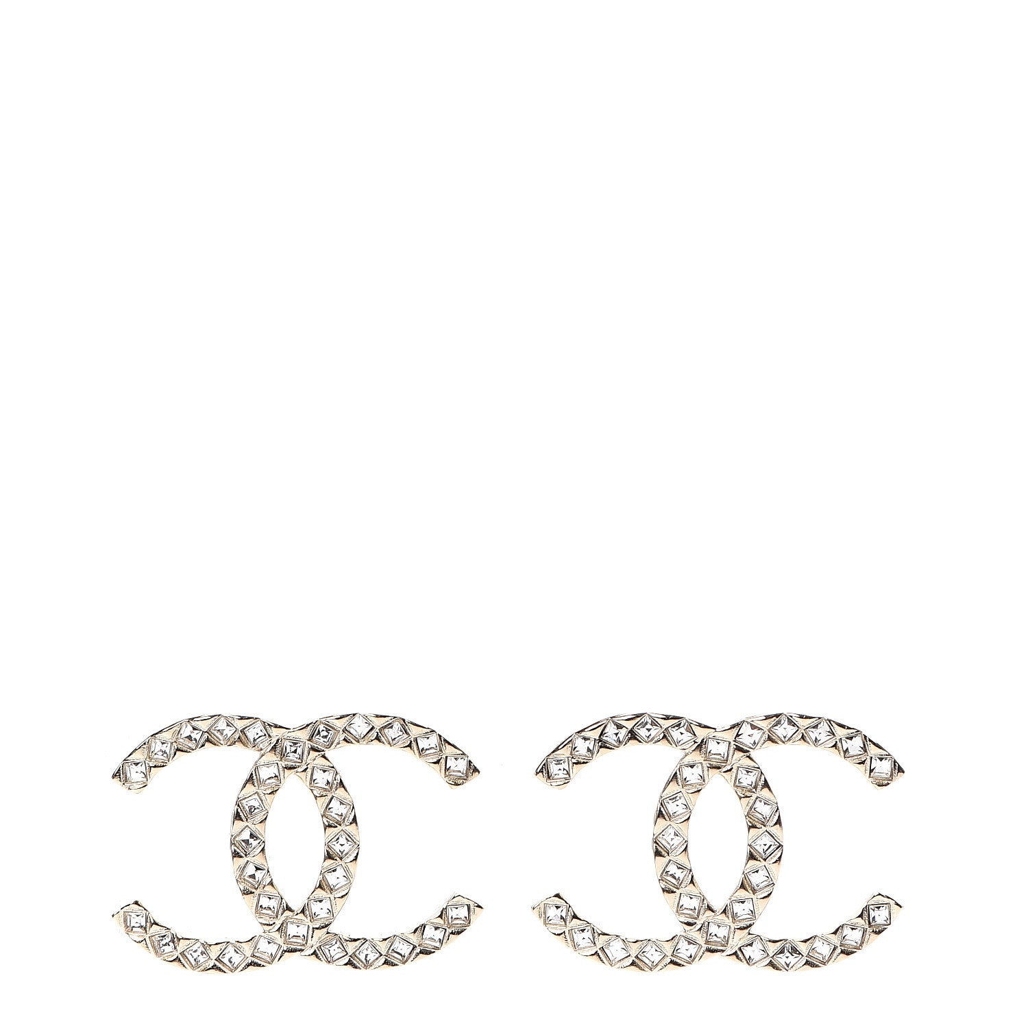 Chanel Baguette Crystal High Society CC Earrings Gold 1 of 5