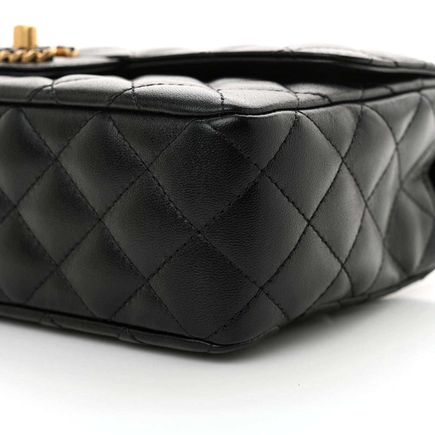 Lambskin Quilted Small Strass On Top Flap Bag Black