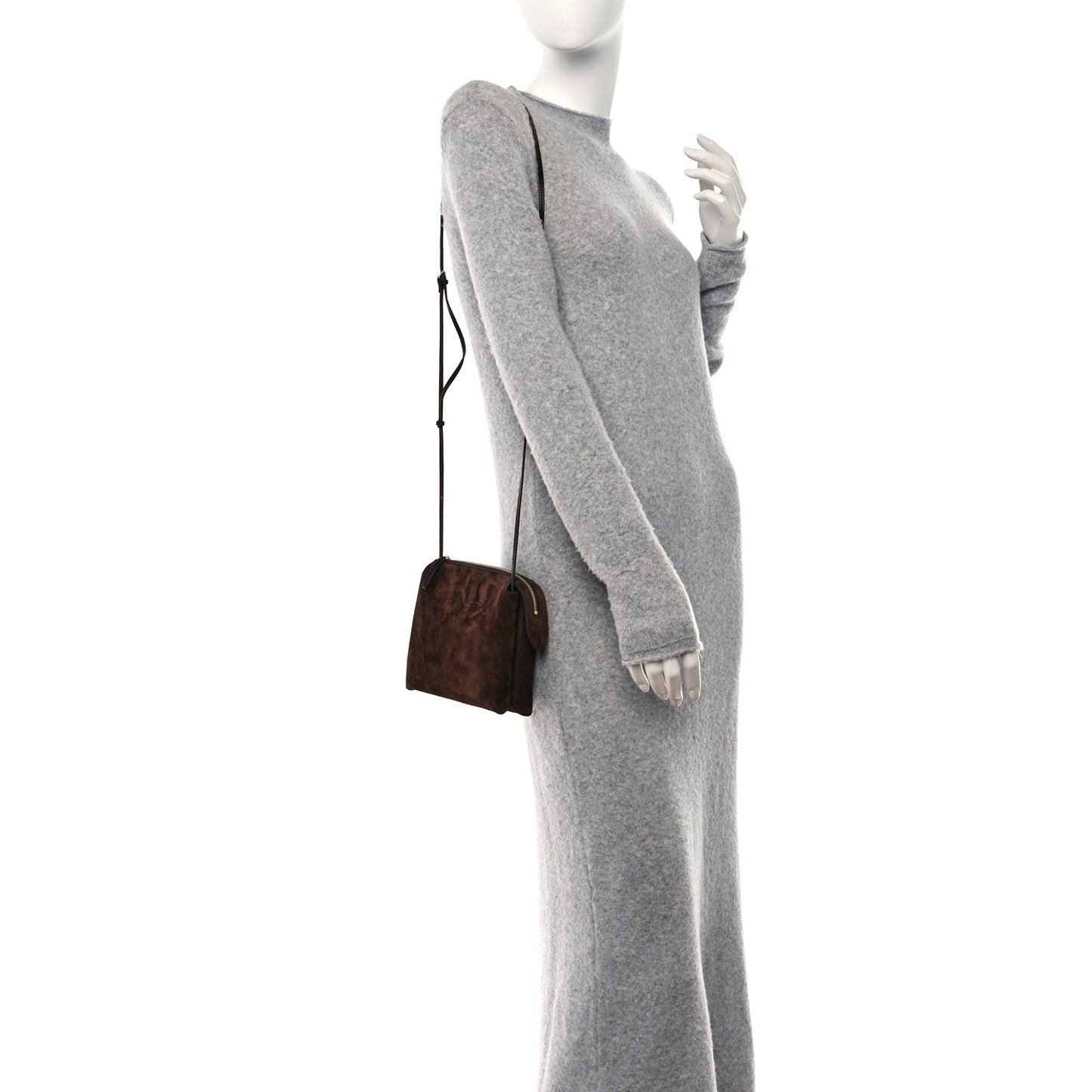 Suede Calfskin Mini Nu Twin Bag Mocha