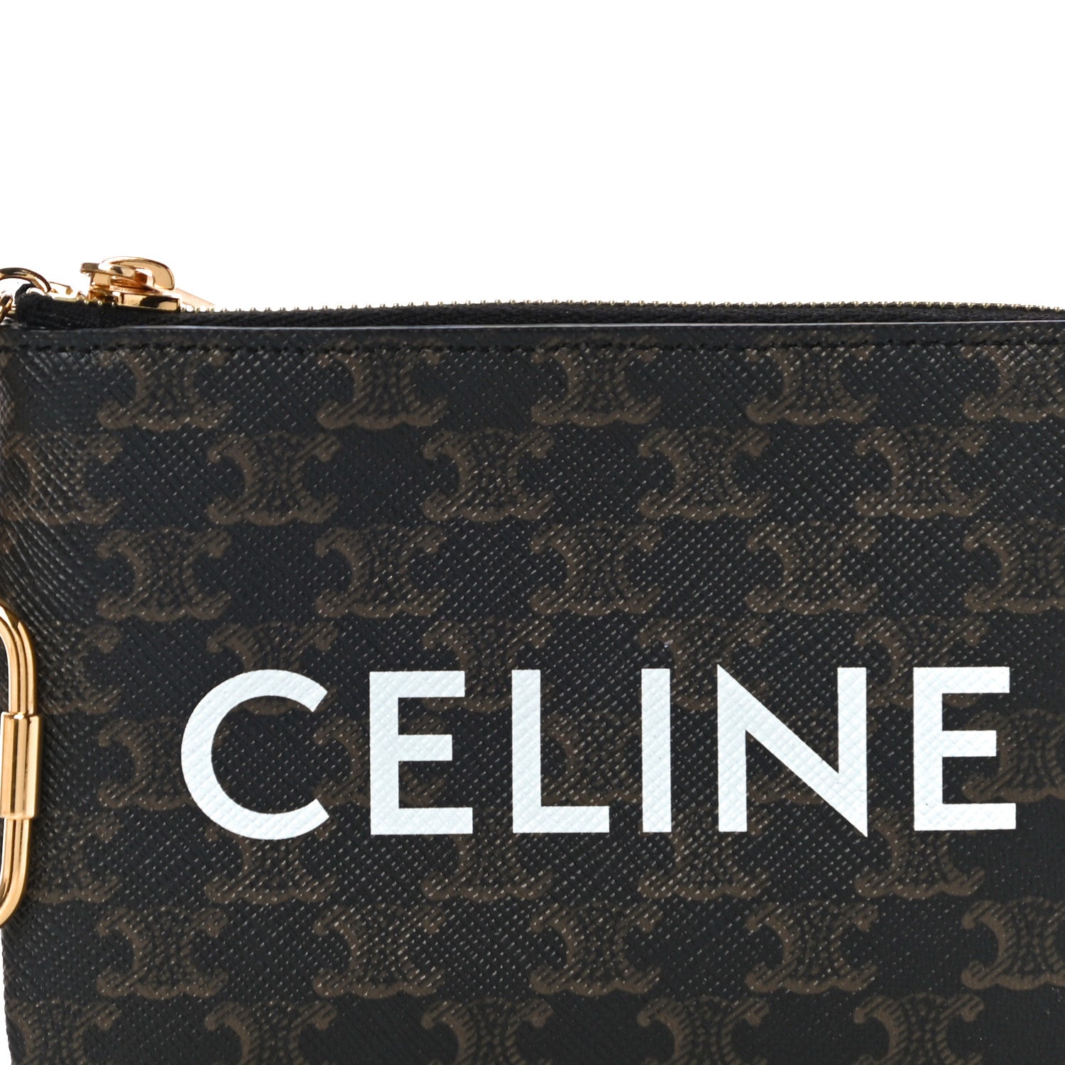 Celine Triomphe Canvas Logo Coin and Card Pouch With Hook Black 7 of 10