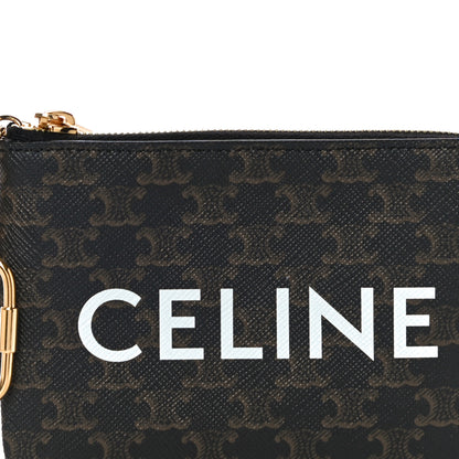 Celine Triomphe Canvas Logo Coin and Card Pouch With Hook Black 7 of 10