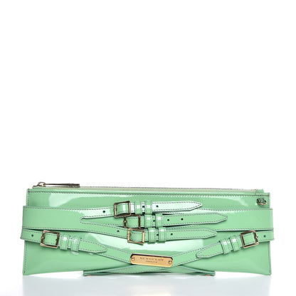 Burberry Patent Bridle Calfskin Parmoor Clutch Bag Green 1 of 8