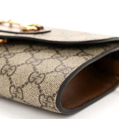 Gucci GG Supreme Monogram Azalea Calfskin Web Mini Horsebit 1955 Chain Shoulder Bag Beige Ebony Brown Sugar 10 of 10