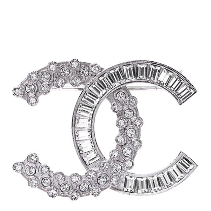Chanel Crystal CC Brooch Silver 1 of 3