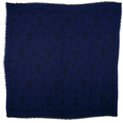 Alexander McQueen Cotton Viscose Skull Shawl Blue 3 of 5