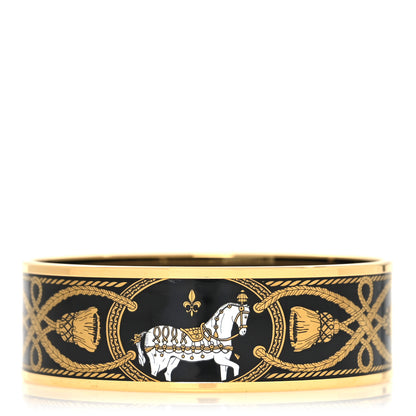 Hermes Enamel Printed Wide Grand Apparat Bracelet 65 Black 1 of 5