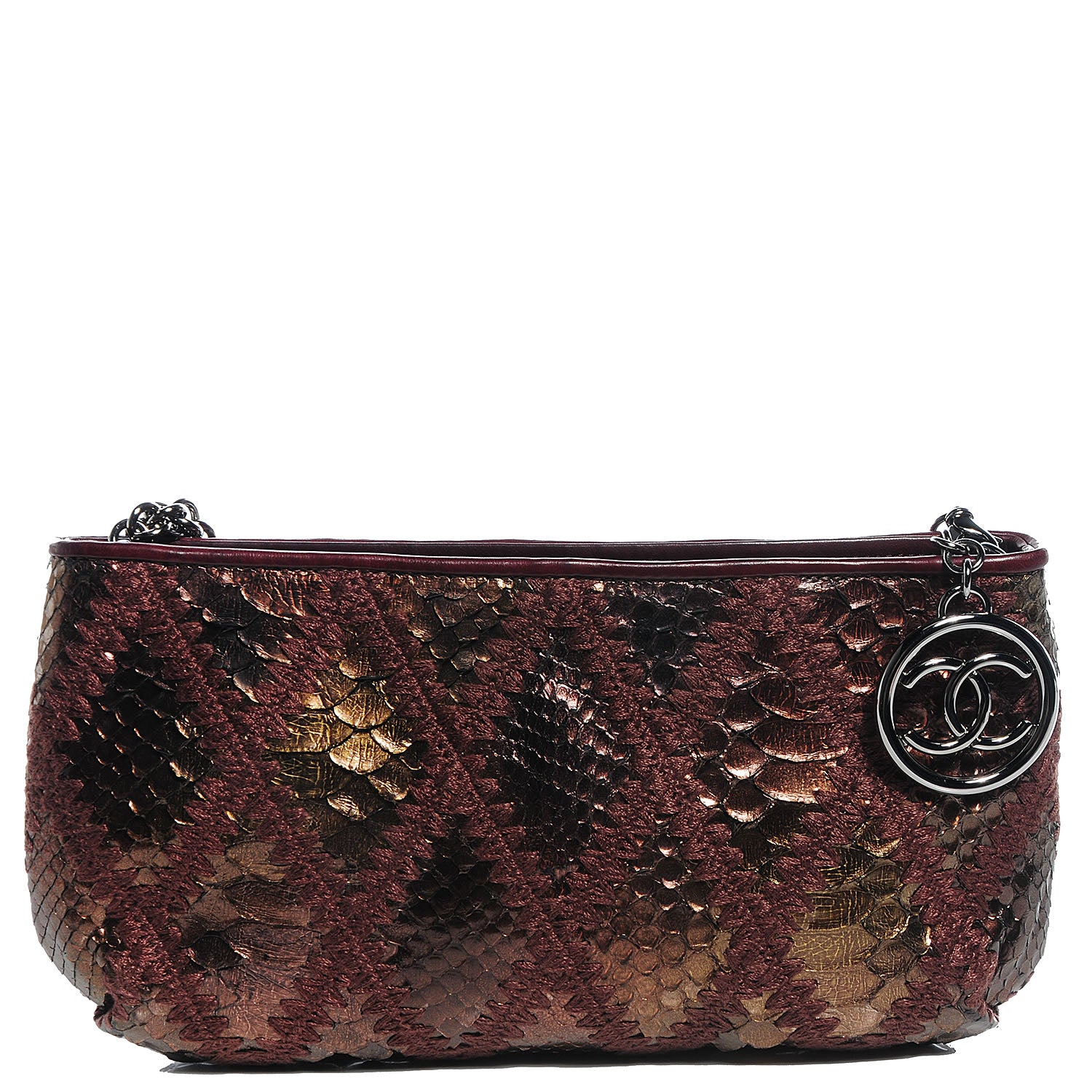Chanel Python Crochet Soft and Chain Pochette Bronze 1 of 7