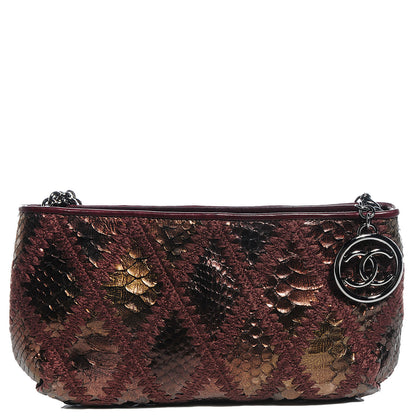 Chanel Python Crochet Soft and Chain Pochette Bronze 1 of 7