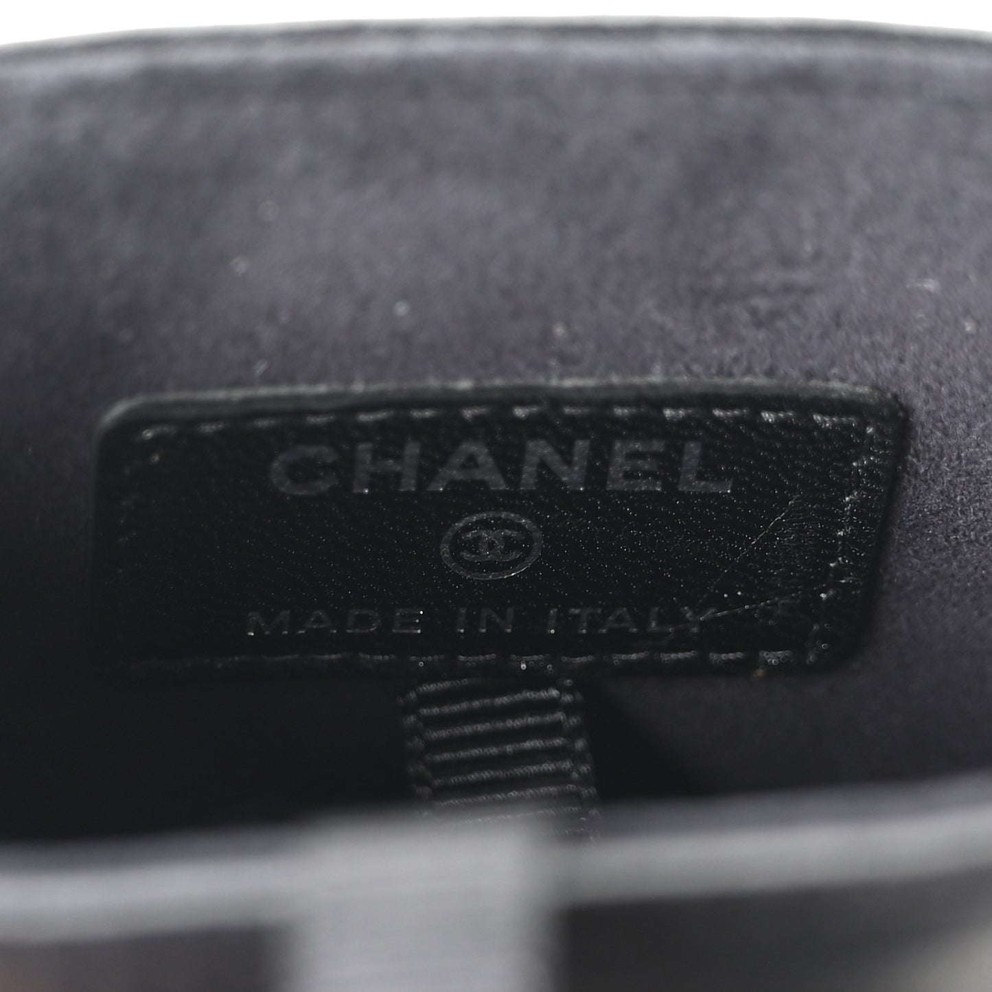 Lambskin Quilted Chain Around Phone Holder Black