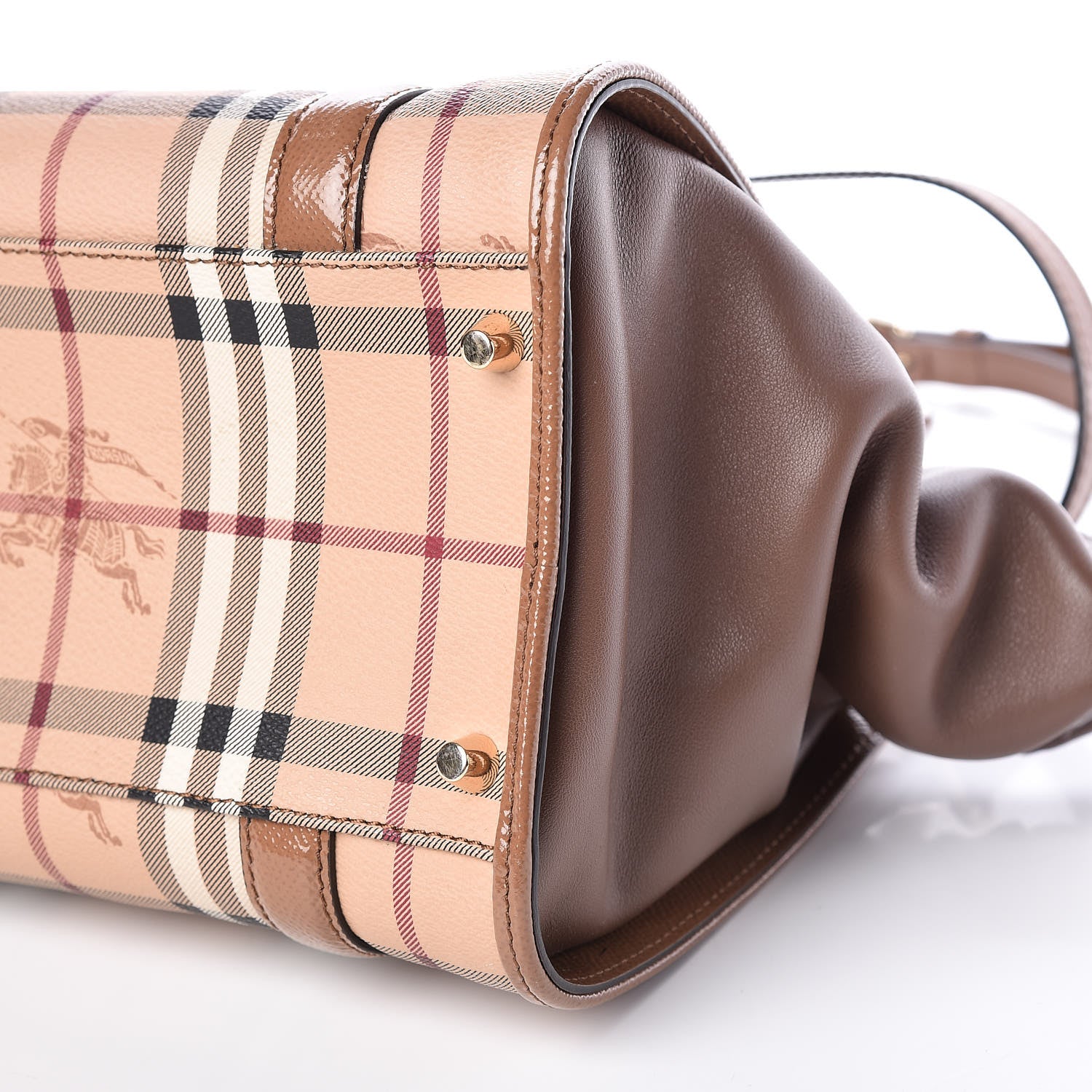 Burberry Patent Haymarket Check Small Dinton Tote Mid Camel 11 of 12