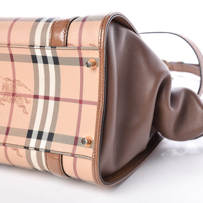 Burberry Patent Haymarket Check Small Dinton Tote Mid Camel 11 of 12