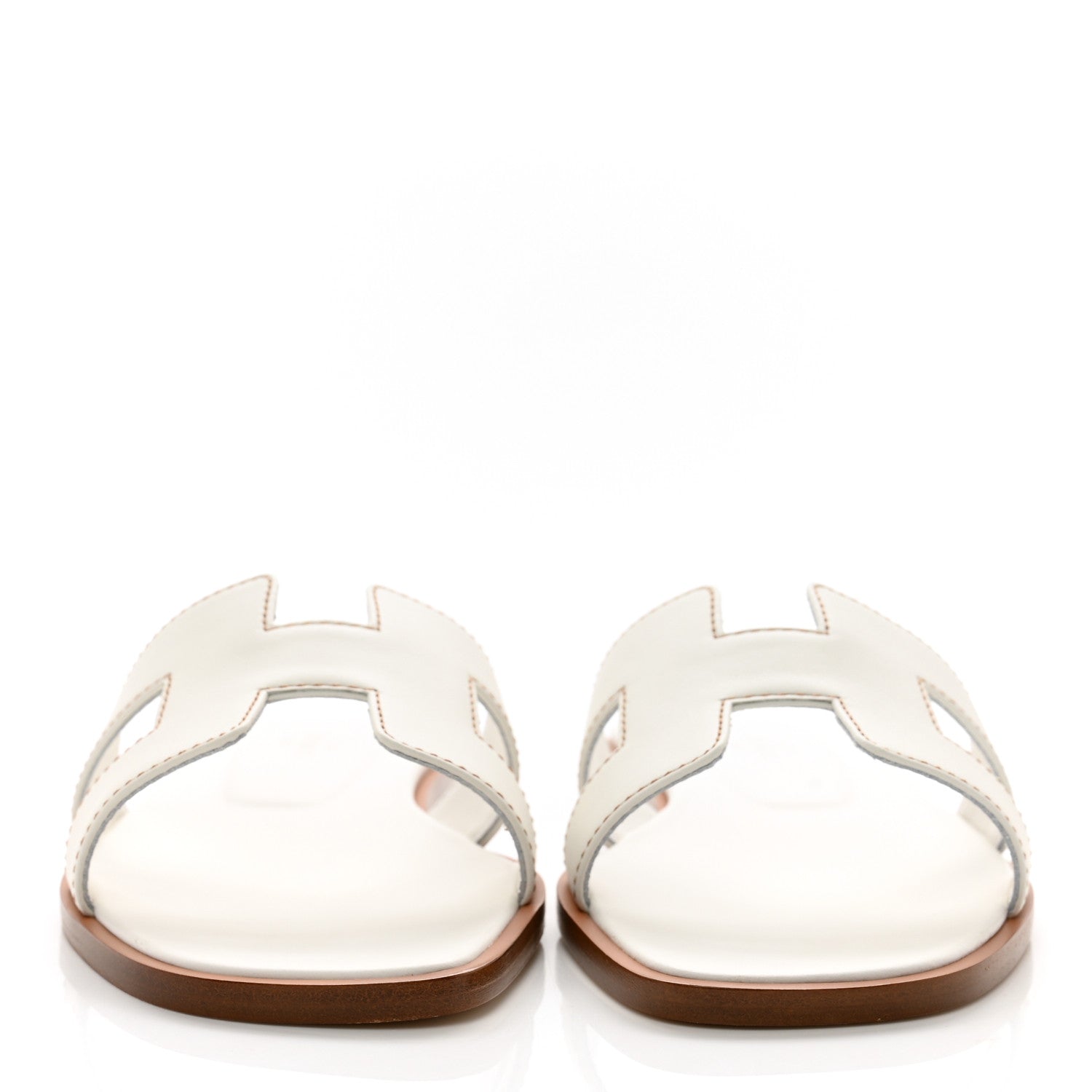 Hermes Box Calfskin Oran Sandals 35 White 2 of 9