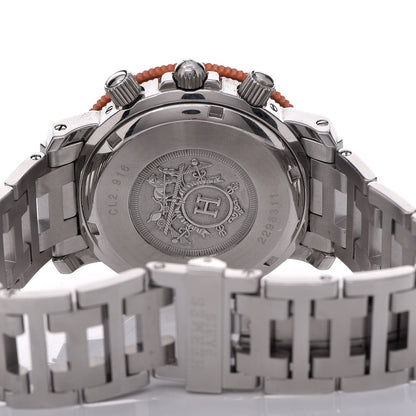 Hermes Stainless Steel 39mm Clipper Chronograph Quartz Watch Orange 6 of 9