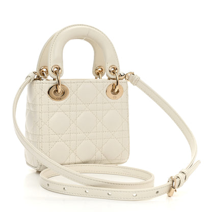 Christian Dior Lambskin Cannage Micro Lady Dior White 2 of 12