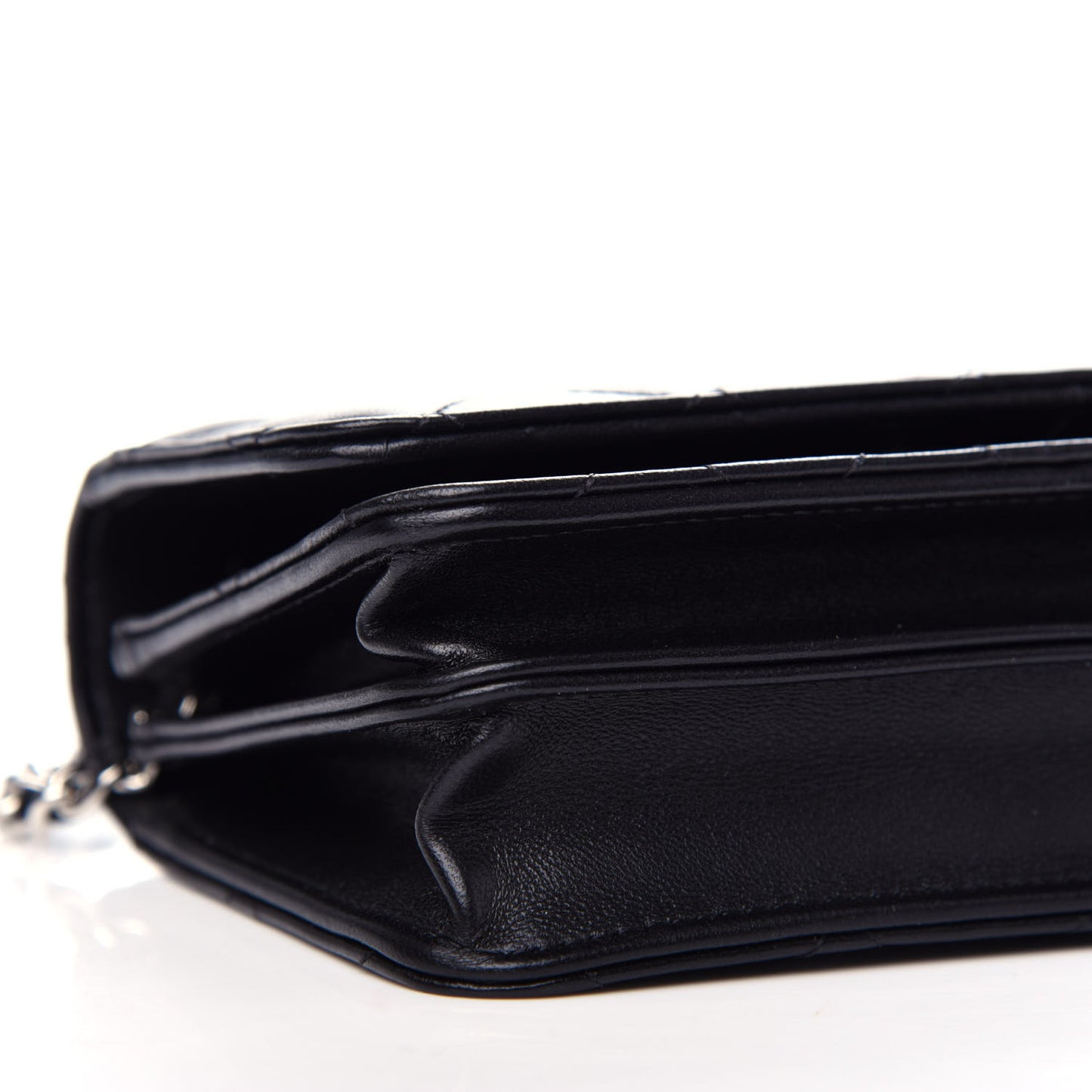 Lambskin Quilted Mini Wallet On Chain WOC Black