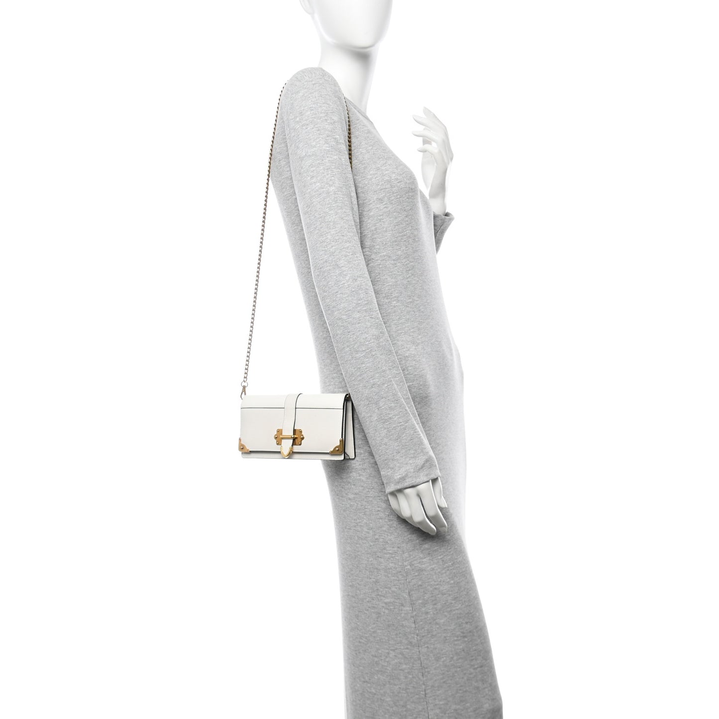 City Calfskin Cahier Clutch With Chain White