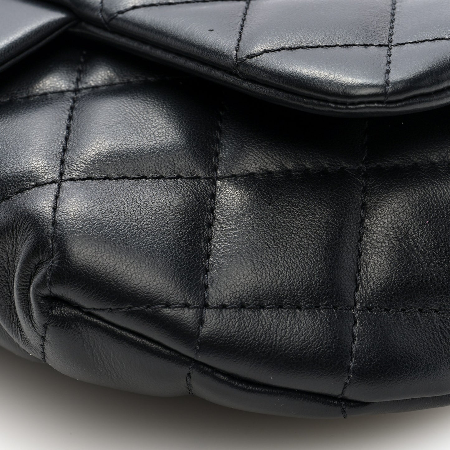 Calfskin Quilted CC Uniform Flap Belt Bag Black