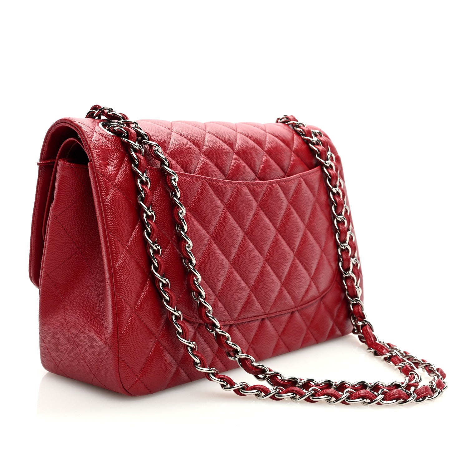Chanel Caviar Quilted Jumbo Double Flap Dark Red 3 of 11