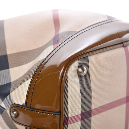 Burberry Patent Trim Nova Check Drawstring Bucket Bag Brown 14 of 23