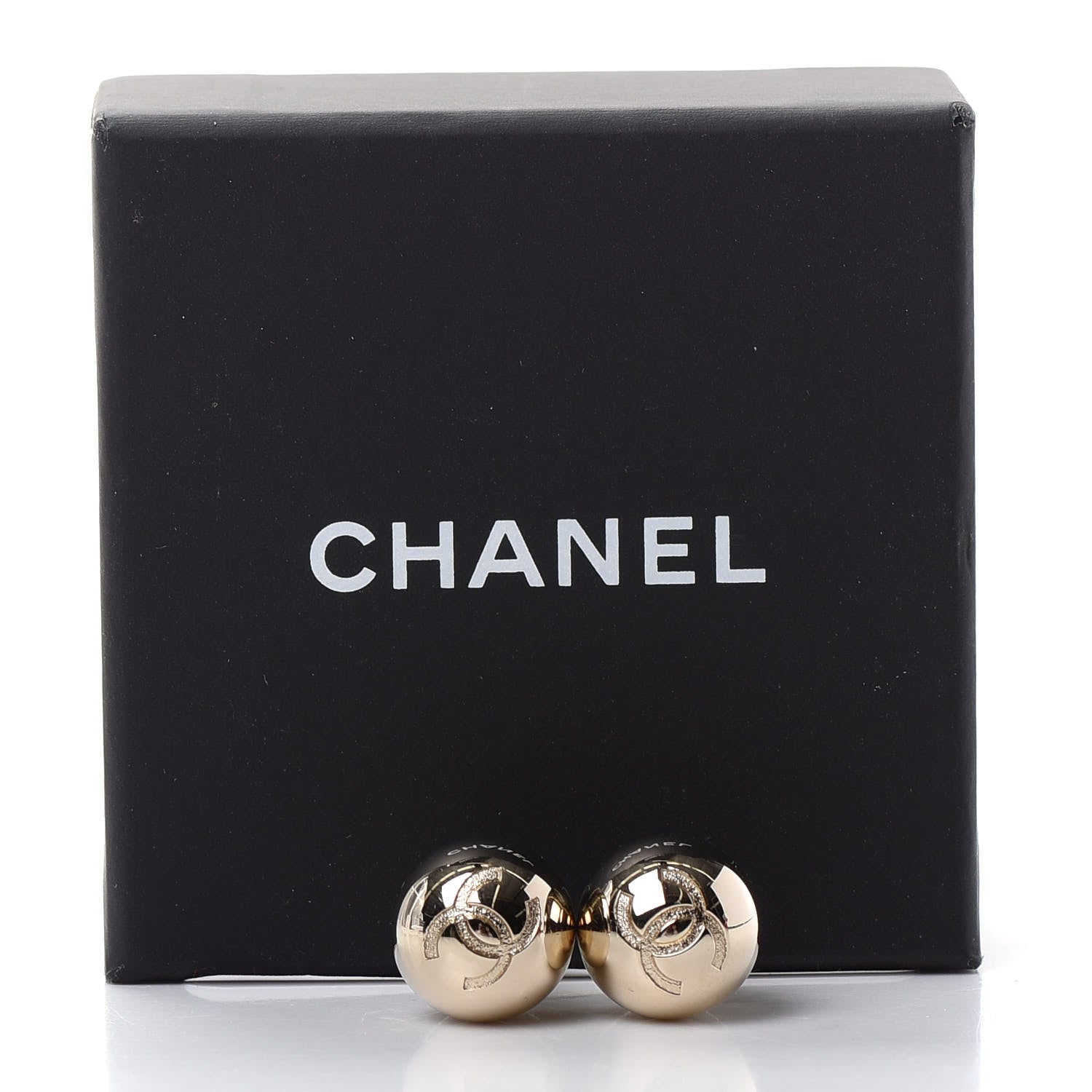 Chanel Metal Bead CC Stud Earrings Gold 5 of 5