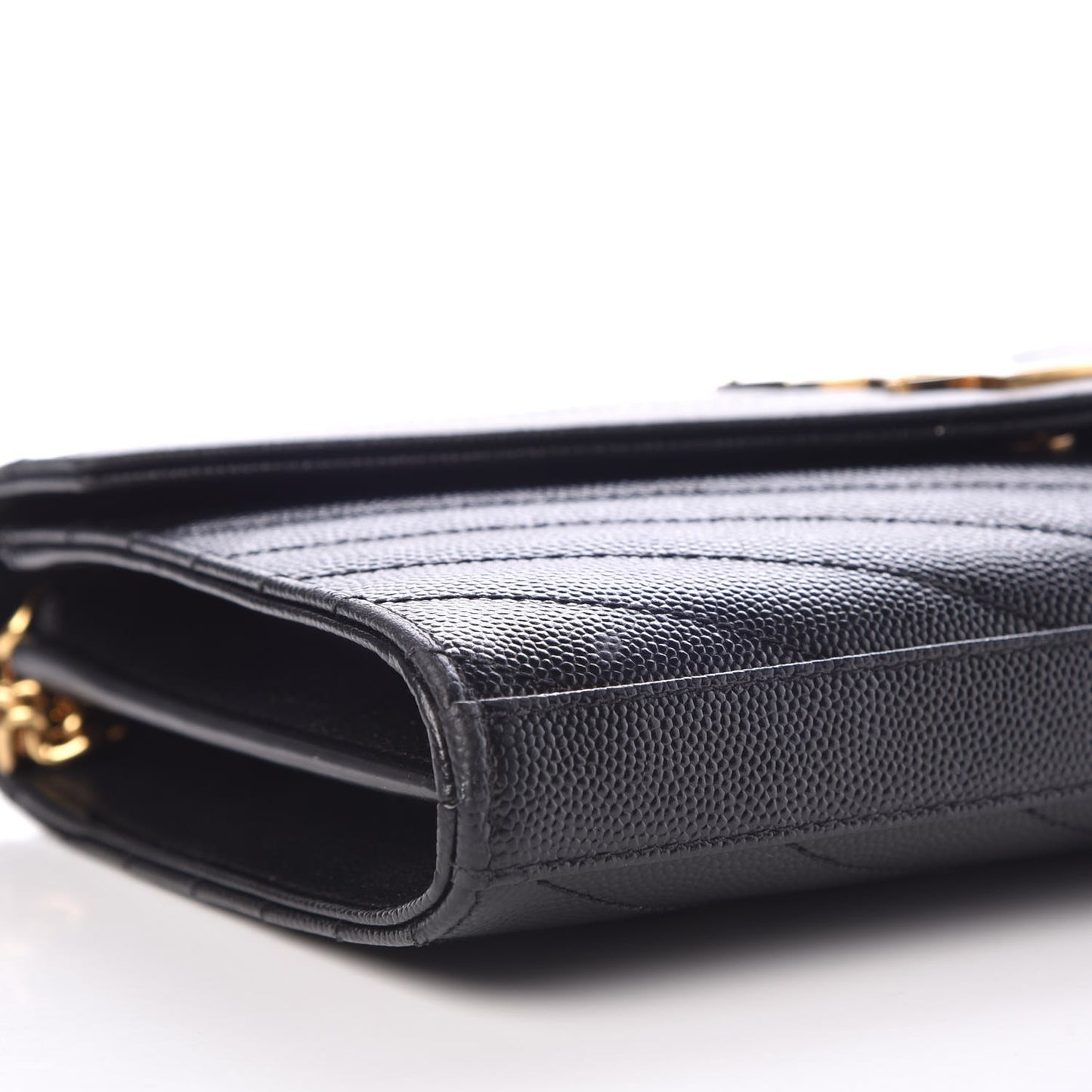 Grain De Poudre Matelasse Chevron Monogram Chain Wallet Black