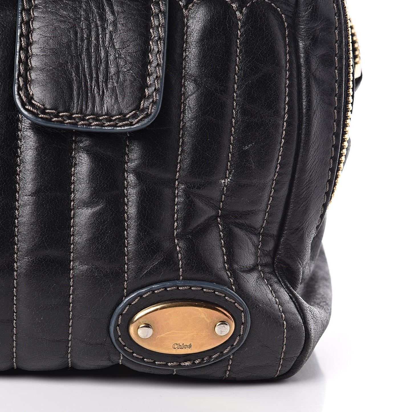 Calfskin Quilted Large Bay Tote Black