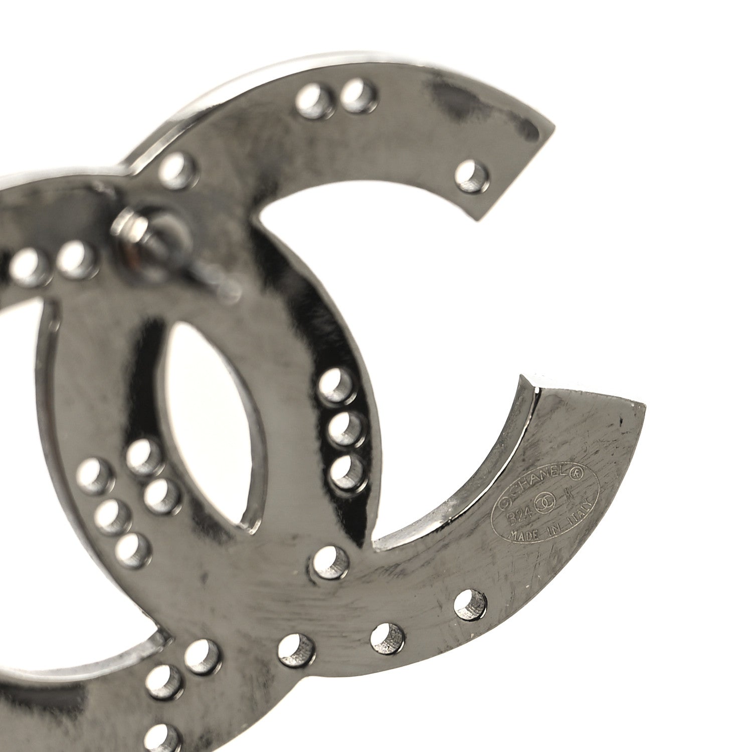 Chanel Ruthenium Crystal CC Earrings 4 of 5