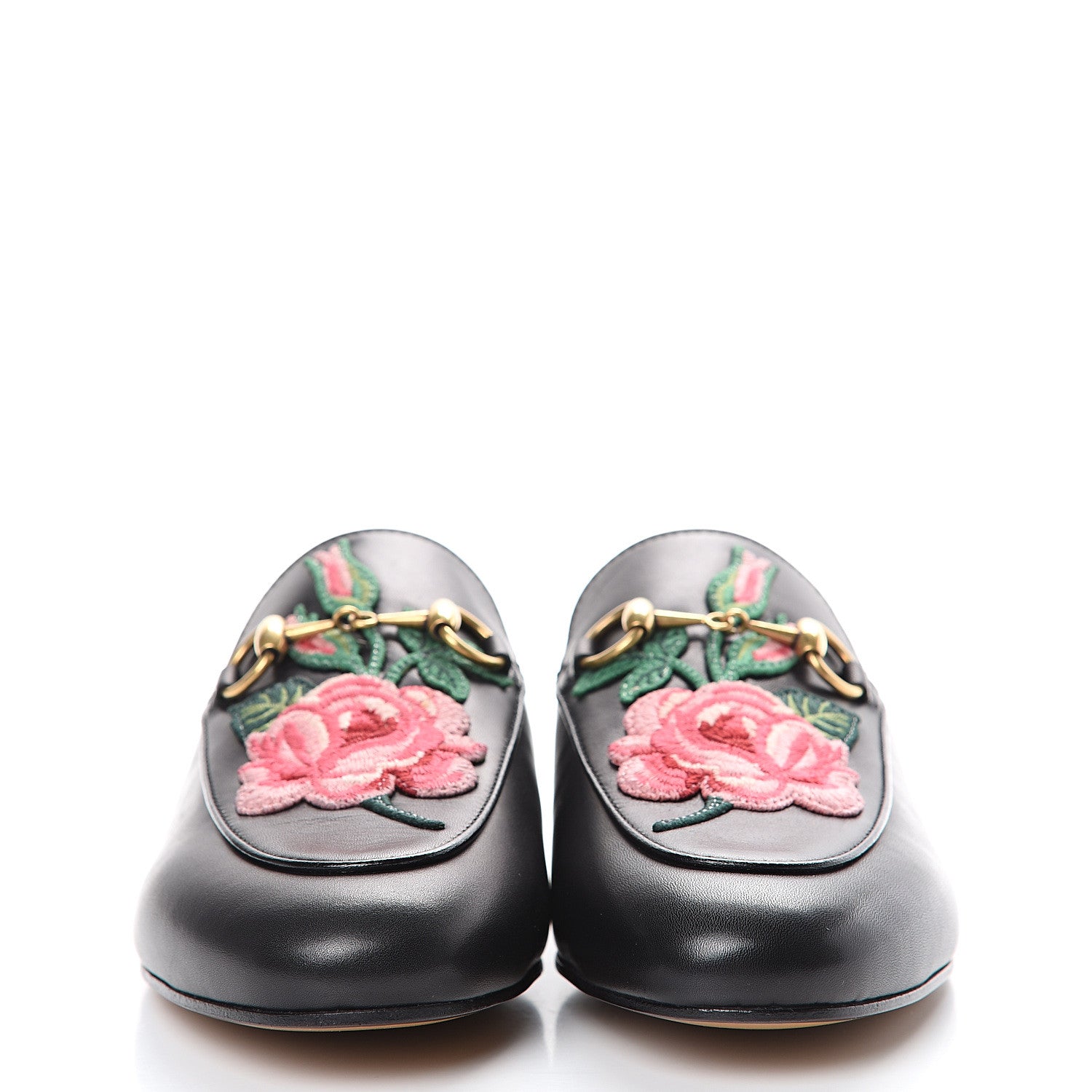 Gucci Calfskin Flower Embroidered Princetown Slippers 36 Black 2 of 10