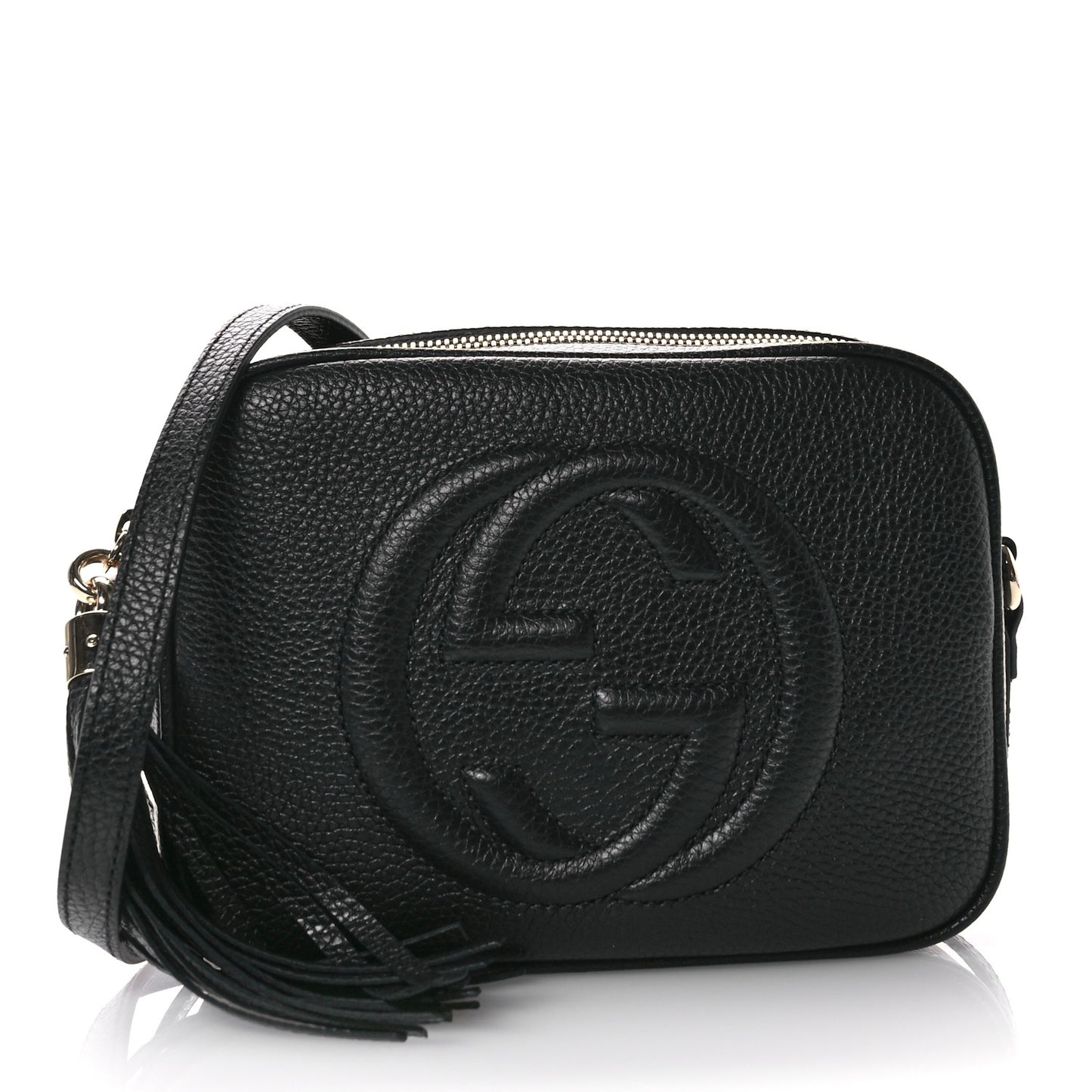 Pebbled Calfskin Small Soho Disco Bag Black