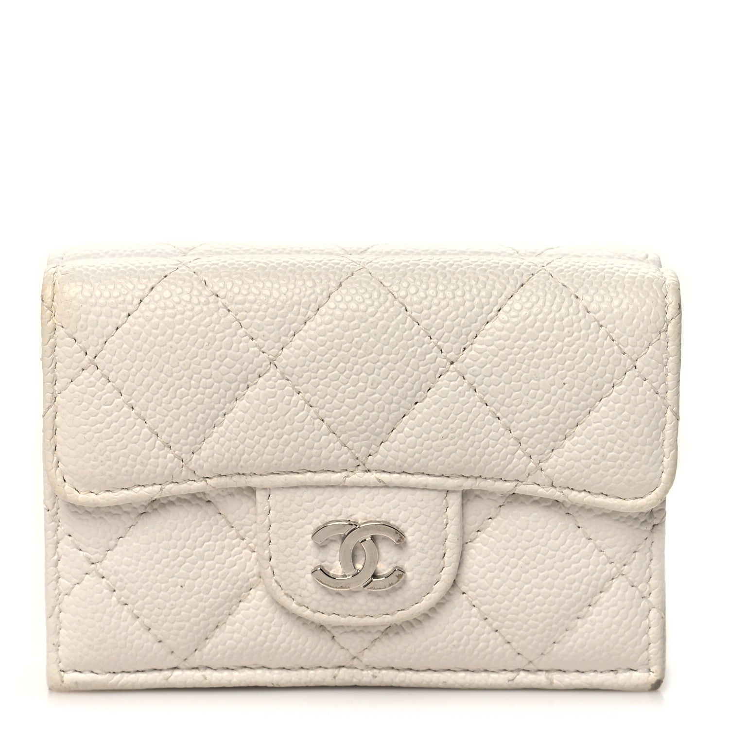 Chanel Caviar Quilted Double Flap Wallet Light White 1 of 14