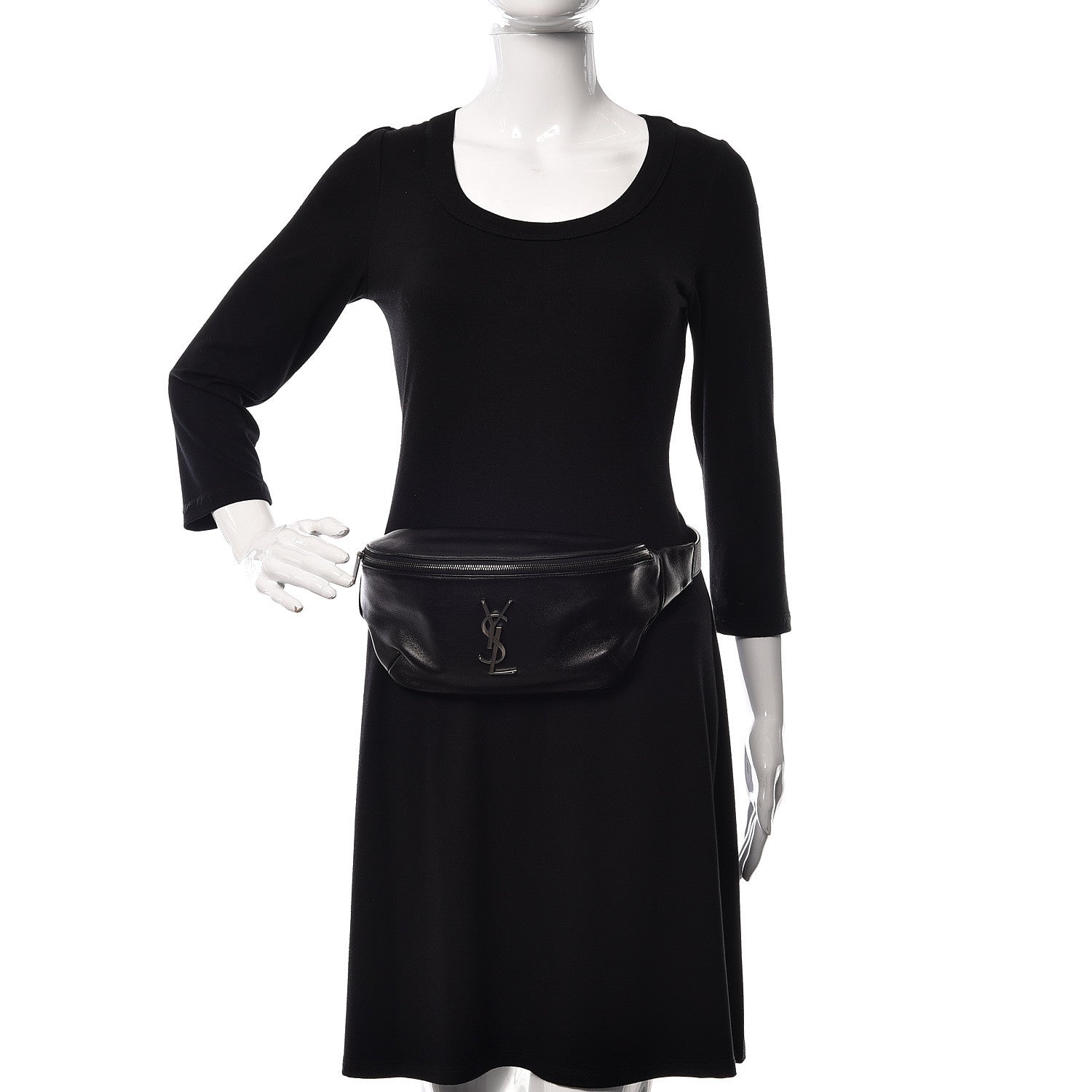 Saint Laurent Grain De Poudre Monogram Belt Bag Black 2 of 13