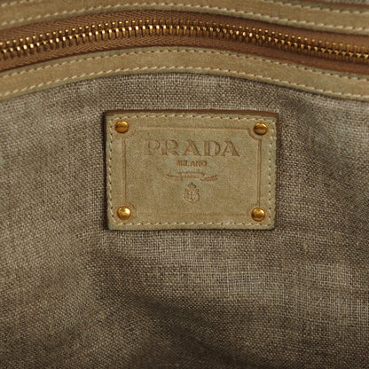 Prada Raffia Suede Tote Naturale 6 of 8