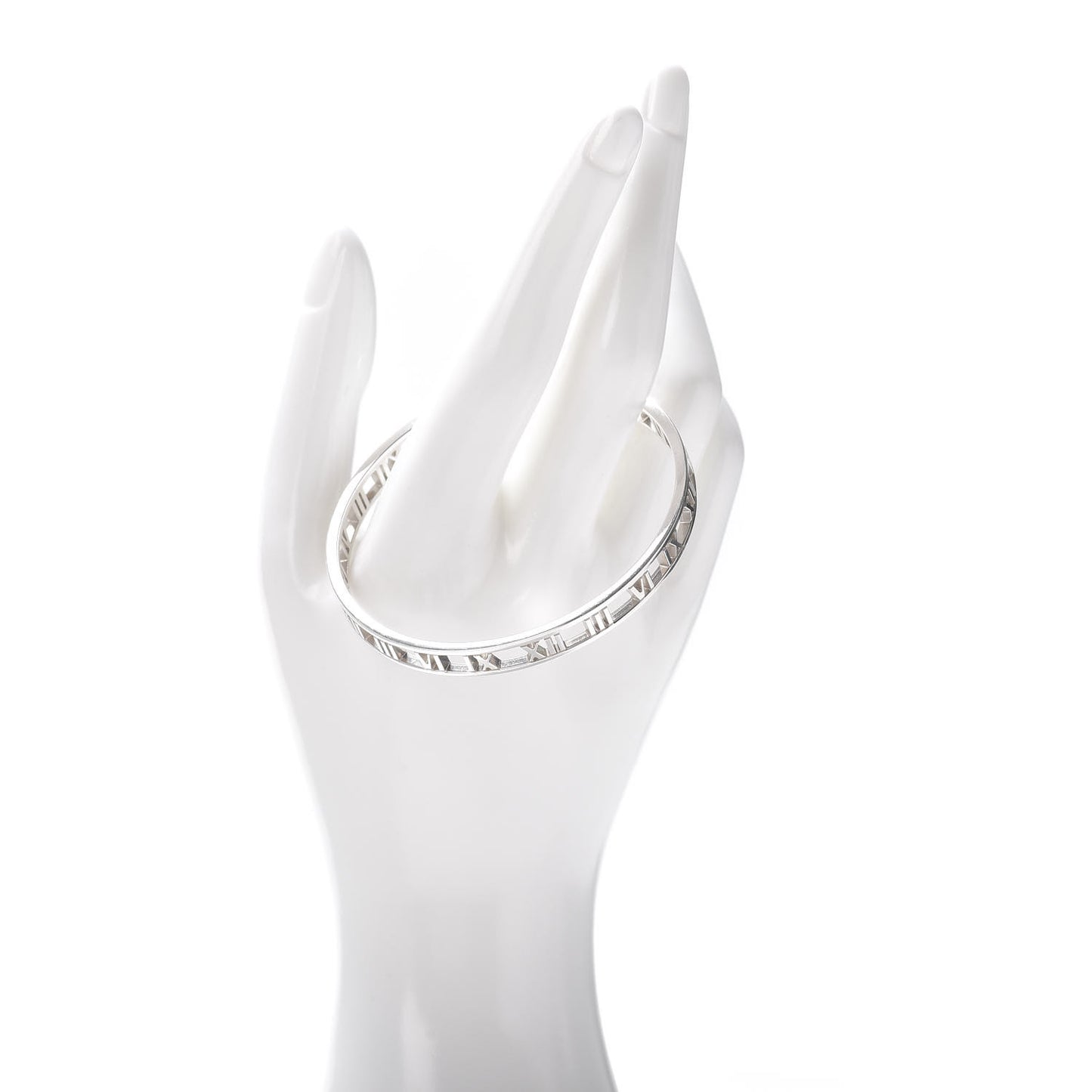 Sterling Silver Narrow Atlas Open Bangle Bracelet