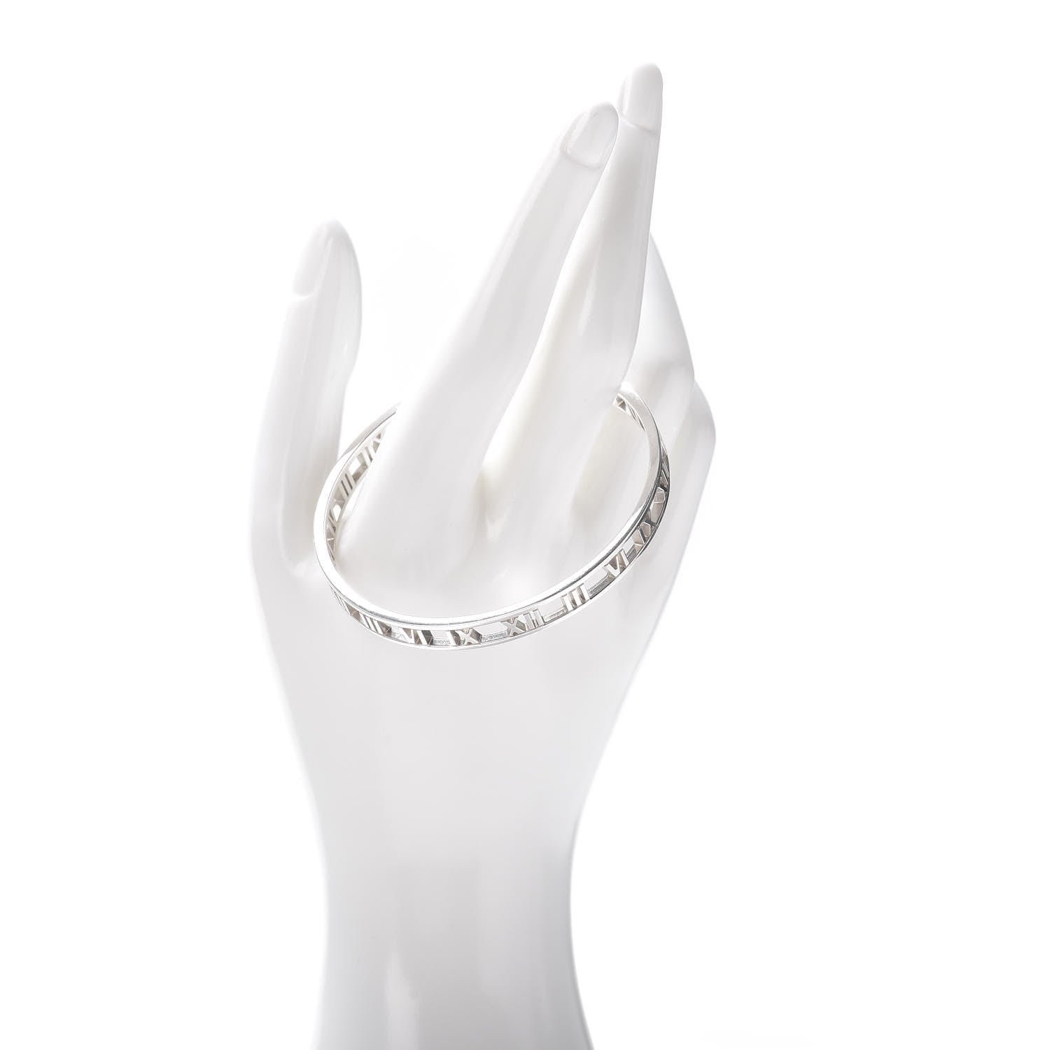 Tiffany Sterling Silver Narrow Atlas Open Bangle Bracelet 2 of 4