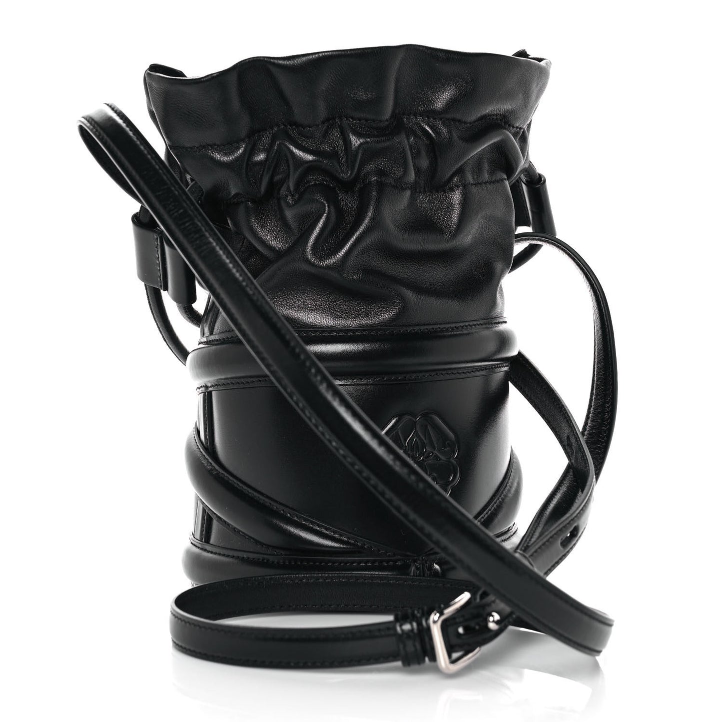 Calfskin The Soft Curve Drawstring Bag Black