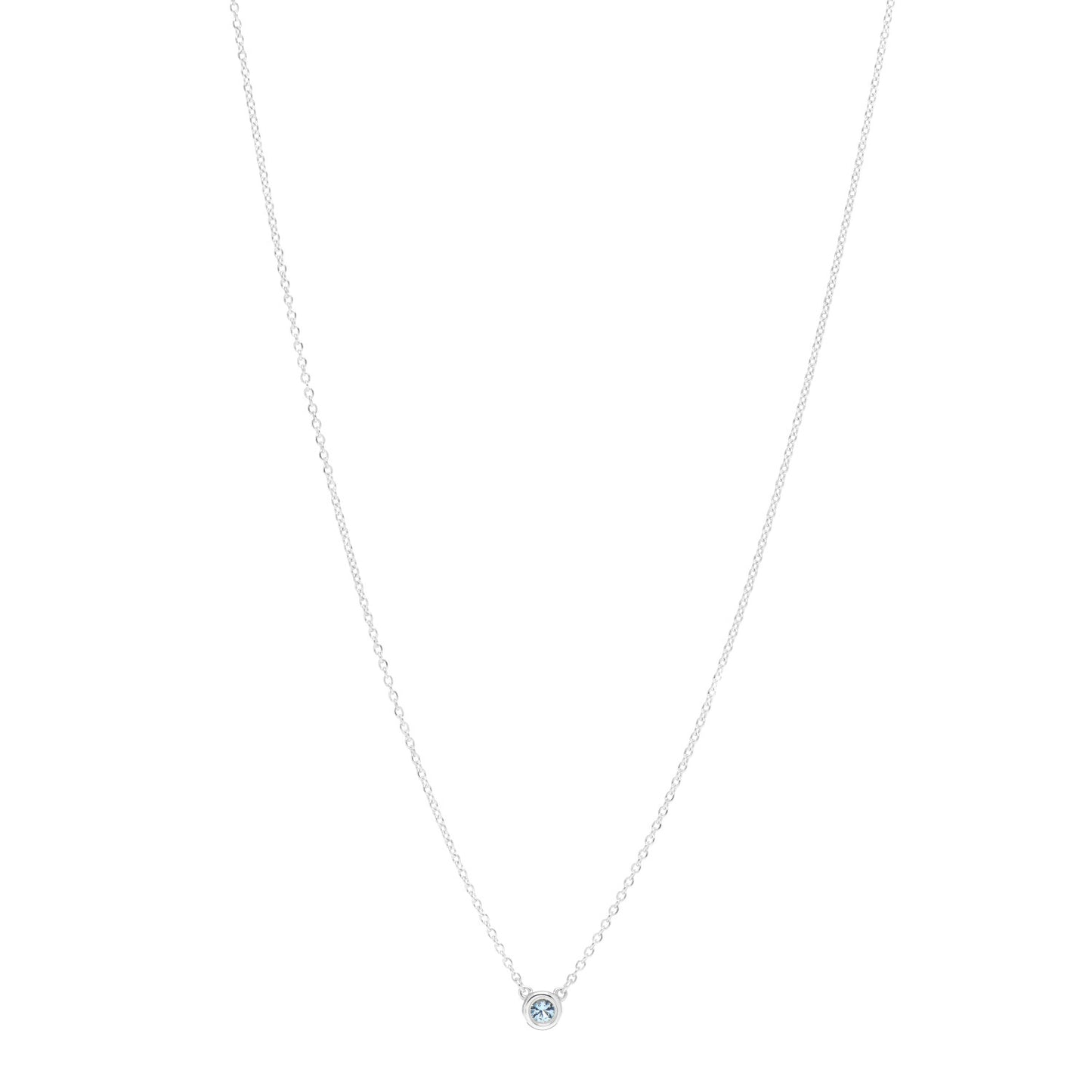 Sterling Silver Aquamarine .06ct Elsa Peretti Color by the Yard Pendant Necklace