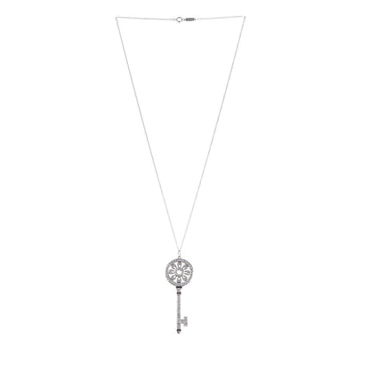 Tiffany Platinum Diamond Petals Key Pendant Necklace 3 of 8
