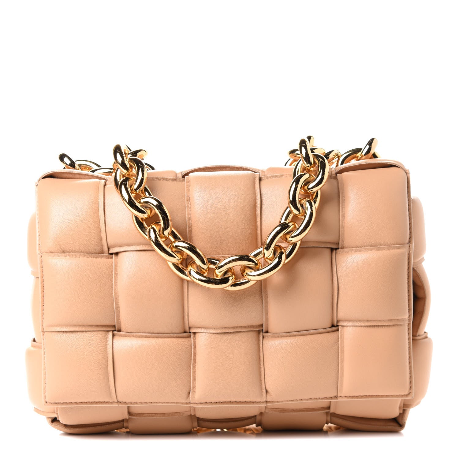 Bottega Veneta Lambskin Maxi Intreccio Padded Chain Cassette Crossbody Bag Almond 1 of 4