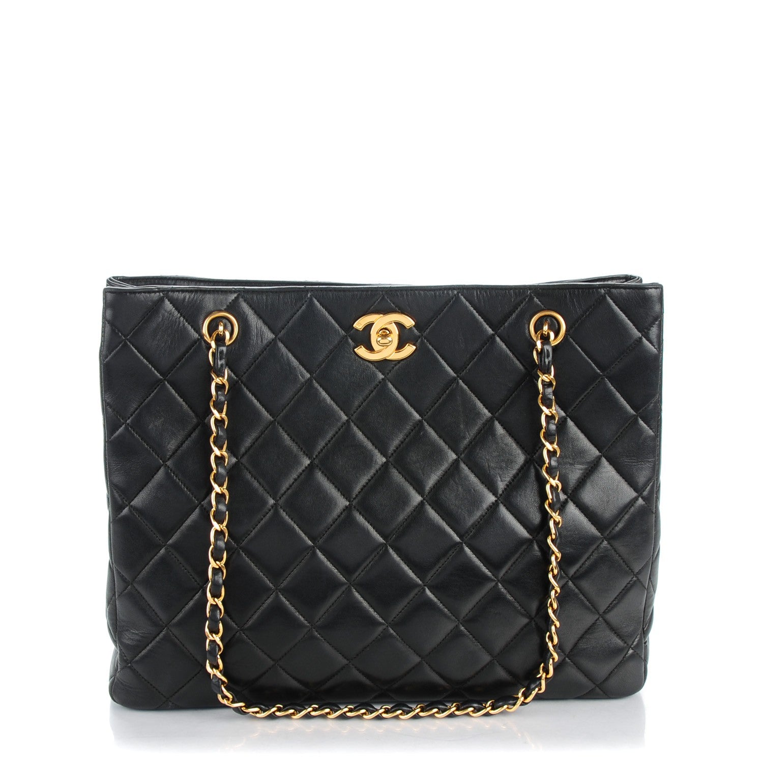 Chanel Lambskin Quilted Shopping Tote Black 1 of 8