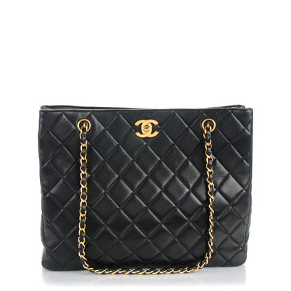 Chanel Lambskin Quilted Shopping Tote Black 1 of 8