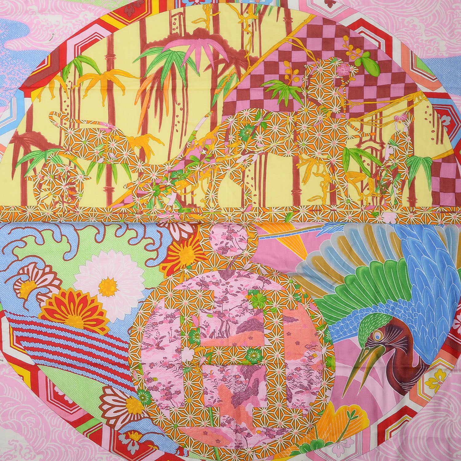 Hermes Cashmere Silk Ex Libris En Monogram Kimonos Shawl 140 1 of 6
